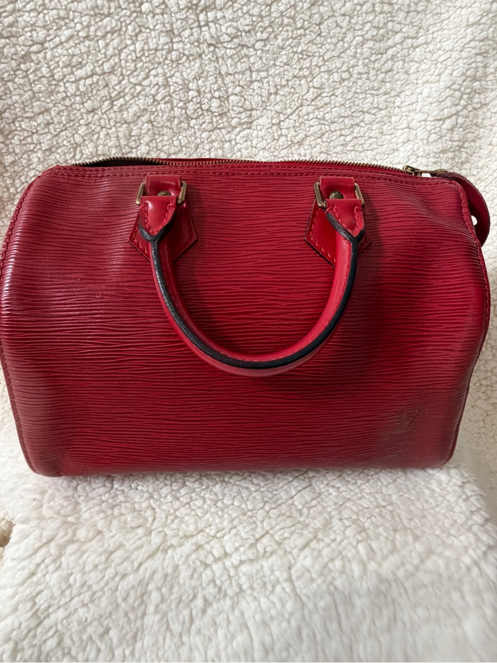 Louis Vuitton Red Epi Leather Small Satchel with Gold Hardware - Picture 5 of 8